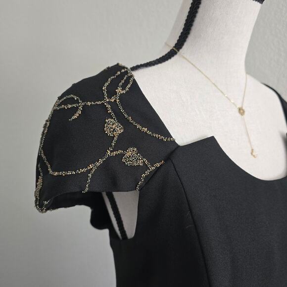 VTG Women's Plus Sz 14 Midi Formal Dress Beaded Slit Wimsigoth Elegance Holiday - Picture 4 of 16